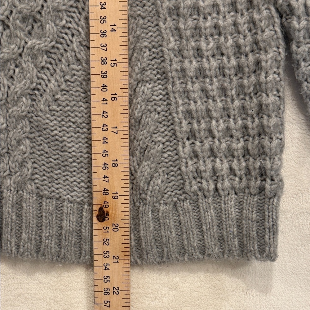 Express Medium Gray Cold Shoulder Cable Knit Swea… - image 5